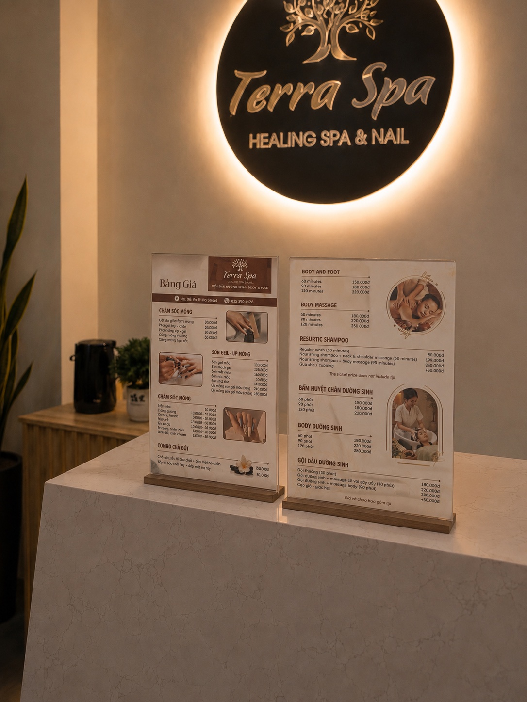 Terra Spa treatment menu